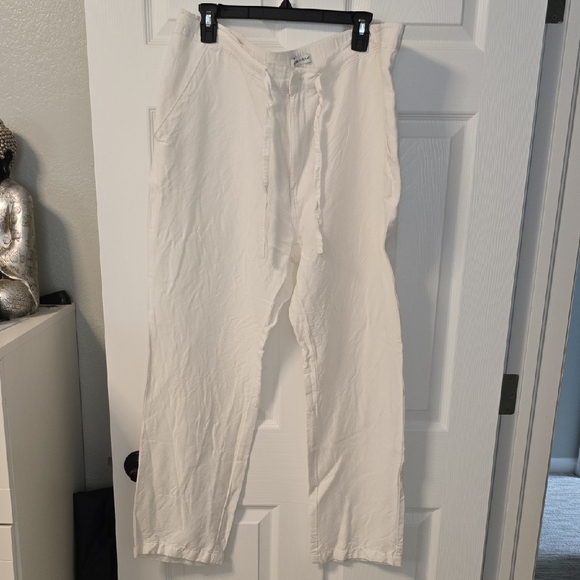 Cubavera Other - Cubavera Draw String White Button And Zip Fly Linen Blend Pants